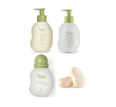 kit shampoo ,condicionador, água de colônia ,sabonete em barra mamae e bebê