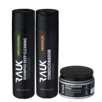 Kit Shampoo Condicionador Anticaspa e Pasta Modeladora Efeito Matte Extra Forte Rauk