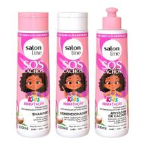 Kit Shampoo + Condicionador + Ativador de Cachos SOS Cachos Kids Hidratação Salon Line - S.O.S Cachos
