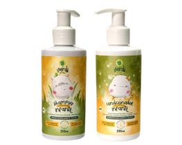 Kit Shampoo + Condicionador Bebê Infantil Com Aloe Vera e Camomila Orgânico Vegano limpa de forma delicada Dermatologicamente Testado