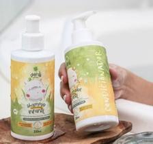 Kit Shampoo + Condicionador Bebê Infantil Com Aloe Vera e Camomila Orgânico Vegano limpa de forma delicada Dermatologicamente Testado
