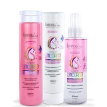 Kit Shampoo, Condicionador, Body Mágia Unicórnio Forever