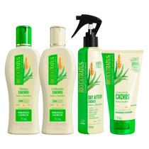 Kit Shampoo Condicionador Creme de Pentear e Leave In Cacheados Babosa e Macadâmia Bio Extratus