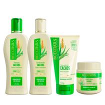 Kit Shampoo Condicionador Creme de Pentear e Máscara Cacheados Babosa e Macadâmia Bio Extratus