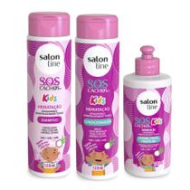 Kit Shampoo+Condicionador+Creme De Pentear Salon Line Sos Cachos Kids 300ml