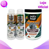 Kit Shampoo + Condicionador + Creme de Tratamento Óleo de Rícino