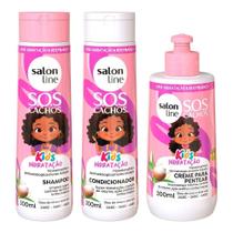 Kit Shampoo + Condicionador + Creme para Pentear 300ml SOS Cachos Kids Hidratação Salon Line - Origi