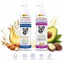 Kit Shampoo + Condicionador Dermatite Cães e Gatos Coceira Irritação Hipoalergênico com Aveia
