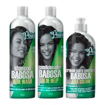 Kit Shampoo, Condicionador e Creme De Pentear Soul Power Babosa Aloe