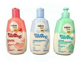 Kit Shampoo, Condicionador E Creme Para Bebê To De Cachinho - Salon Line