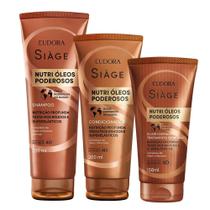 Kit Shampoo Condicionador e Elixir Nutri Óleos Poderosos Nutrição Cabelos Secos Eudora Siàge Kit Shampoo Condicionador e Elixir Nutri Óleos Poderosos Nutrição Cabelos Secos Eudora Siàge
