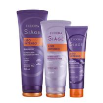 Kit Shampoo Condicionador e Leave In Finalizador Liso Intenso Antifrizz Eudora Siàge