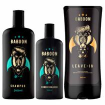 Kit Shampoo Condicionador e Leave-in Para Cabelo Baboon
