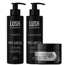 Kit Shampoo, Condicionador e Leave-in Pró Mega Para Prótese Capilar, Mega Hair e Extensões