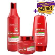 Kit Shampoo, Condicionador e Máscara 250g Banho de Verniz Morango Forever Liss Kit Shampoo, Condicionador e Máscara 250g Banho de Verniz Morango Forever Liss