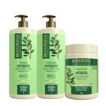 Kit Shampoo Condicionador e Máscara Antiqueda Jaborandi Crescimento do Cabelo Bio Extratus 1L