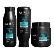 Kit Shampoo Condicionador e Máscara Cabelos Ondulados 2A 2B 2C Hidratação Vult