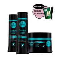 Kit Shampoo Condicionador e Máscara Cachos Sim! 300ml - Haskell Kit Shampoo Condicionador e Máscara Cachos Sim! 300ml - Haskell