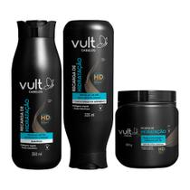 Kit Shampoo Condicionador e Máscara Capilar Hidratante Recarga de Hidratação Cabelos Vult