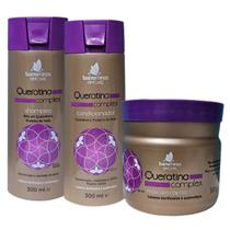 Kit shampoo, condicionador e máscara capilar Queratina Complex Barrominas