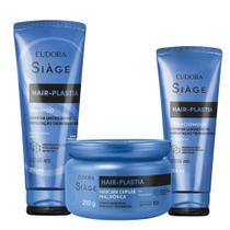 Kit Shampoo Condicionador e Máscara Hair Plastia Hidratação Plástica dos Fios Eudora Siàge Kit Shampoo Condicionador e Máscara Hair Plastia Hidratação Plástica dos Fios Eudora Siàge