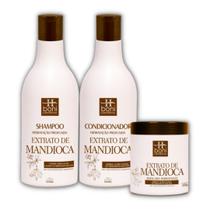 Kit Shampoo Condicionador e Máscara Hboni Mandioca 3x500ml