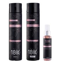 Kit Shampoo, Condicionador e Máscara Líquida Tratamento Profundo Intenso 18K