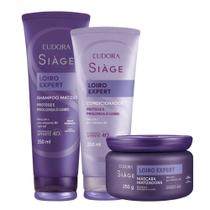 Kit Shampoo Condicionador e Máscara Matizador Loiro Expert Desamarelador Violeta Eudora Siàge Kit Shampoo Condicionador e Máscara Matizador Loiro Expert Desamarelador Violeta Eudora Siàge
