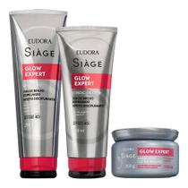 Kit Shampoo Condicionador e Máscara Nutrição Glow Expert Anti Frizz Limpeza Brilho Eudora Siàge Kit Shampoo Condicionador e Máscara Nutrição Glow Expert Anti Frizz Limpeza Brilho Eudora Siàge