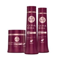 Kit Shampoo Condicionador e Máscara Quina Rosa Brilho Intenso e Maciez Haskell 500ml