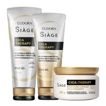 Kit Shampoo Condicionador e Máscara Reconstrução Capilar Reparação Cica Therapy Eudora Siàge Kit Shampoo Condicionador e Máscara Reconstrução Capilar Reparação Cica Therapy Eudora Siàge
