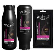Kit Shampoo Condicionador e Máscara Sachê Restauração Choque de Reconstrução Vult