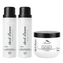 Kit Shampoo, Condicionador e Mascara Shock Stream Reparação Total 7X1 Aramath Home Care