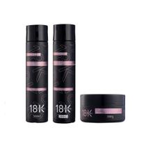 Kit Shampoo, Condicionador e Máscara Tratamento Profundo Intenso 18K