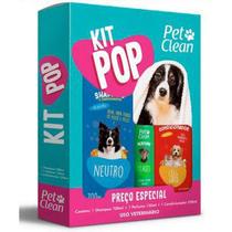 KIT Shampoo Condicionador e Perfume para Cães e Gatos Pet Clean Pop Limpa Hidrata Perfuma