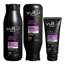 Kit Shampoo Condicionador e Protetor Térmico Cabelos Lisos Anti Frizz Liso Profundo Vult Kit Shampoo Condicionador e Protetor Térmico Cabelos Lisos Anti Frizz Liso Profundo Vult