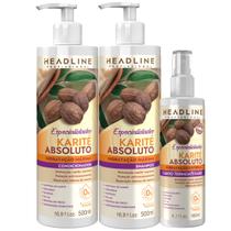 Kit Shampoo + Condicionador + Fluido Karite Especialidades HeadLine Profissional Hidratação Vegano