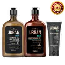 Kit Shampoo/Condicionador/Gel Hidratante Facial Masculino Urban Men 30ml Farmaervas