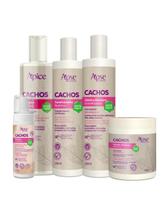 Kit Shampoo, Condicionador, Gelatina, Ativador e Mousse Cachos - Ápice Kit Shampoo, Condicionador, Gelatina, Ativador e Mousse Cachos - Ápice