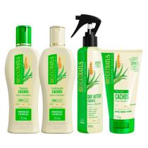 Kit Shampoo Condicionador Gelatina e Leave In Cacheados Babosa e Macadâmia Cachos Bio Extratus