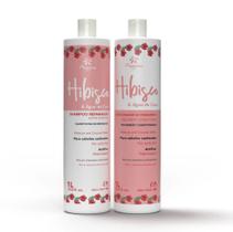 Kit shampoo condicionador hibisco e agua de coco para cabelos cacheados 2x1l