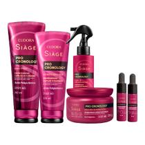 Kit Shampoo Condicionador Leave In e Combo Cronograma Capilar Pro Cronology Eudora Siàge