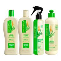 Kit Shampoo Condicionador Leave In e Creme de Pentear Cacheado Babosa e Macadâmia Cachos Bio Extratus