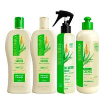 Kit Shampoo Condicionador Leave In e Gelatina Cabelo Cacheado Babosa e Macadâmia Cachos Bio Extratus