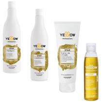 Kit Shampoo Condicionador Leave-In E Óleo 120Ml Yellow Star Kit Shampoo Condicionador Leave-In E Óleo 120Ml Yellow Star