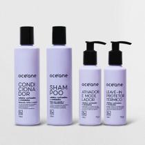 Kit Shampoo + Condicionador +leave-In Protetor Térmico + Ativador e Modelador de Cachos (4 Produtos)