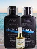 Kit shampoo, condicionador linha lisos e serum reparador revitaliz maggioni