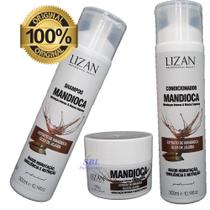 Kit Shampoo + Condicionador + Masc Mandioca Lizan 300ml