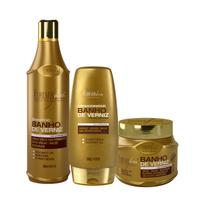Kit Shampoo Condicionador Máscara Banho Verniz Forever Liss