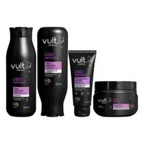Kit Shampoo Condicionador Máscara Capilar e Protetor Térmico Liso Profundo Vult